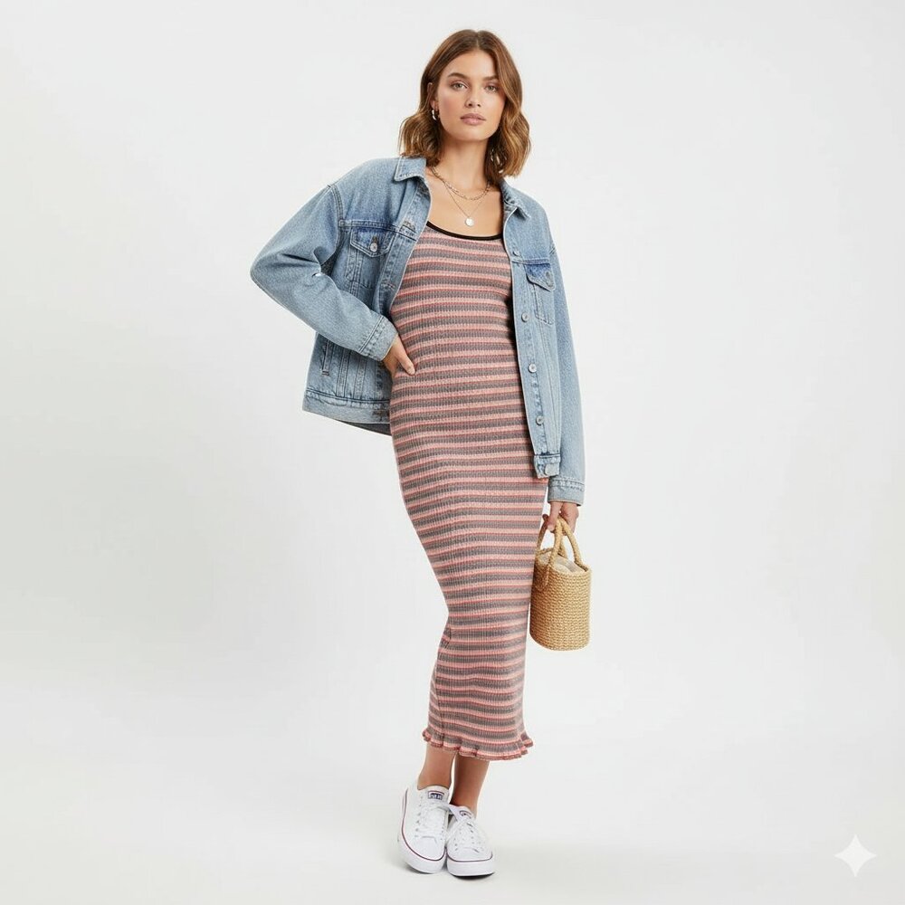 *Atmosphere Orange Striped Maxi Dress